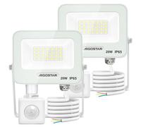 Aigostar 20W Projecteur LED Extérieur avec Détecteur de Mouvement，2 Pièces，1650LM Ultra Mince Spot LED Interieur，Lumière de Sécurité Etanche IP65 pour Jardin，Patio，Cour，Allée， Blanc Froid 6500K