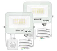 Aigostar 20W Projecteur LED Extérieur avec Détecteur de Mouvement，2 Pièces，1650LM Ultra Mince Spot LED Interieur，Lumière de Sécurité Etanche IP65 pour Jardin，Patio，Cour，Allée，Blanche Naturelle 4000K