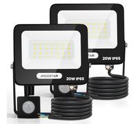 Aigostar 20W Projecteur LED Extérieur avec Détecteur de Mouvement,2 Pièces,1650LM Ultra Mince Spot LED,Lumière de Sécurité Etanche IP65 pour Interieur,Jardin,Patio,Cour,Allée,Blanche Naturelle 4000K