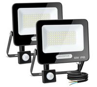 Aigostar 50W Projecteur LED Détecteur de Mouvement, 4600LM Ultra Mince Spot LED Extérieur Avec Détecteur, Blanc Froid 6500K, Lumière de Sécurité Etanche IP65 pour Jardin, Patio, Cour, Allée,Lot de 2