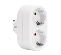 Aigostar Adaptateur Prise Européenne avec 2 Prises, Ladron Double Prise Frontale avec Prise de Terre, 16 A, 250 V, Blanc