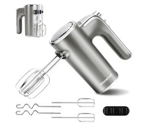 Aigostar Adela - Batteur Électrique, Batteur à Main Électrique Ultra Puissant de 400W. 5 Vitesses + Turbo, Bouton D'éjection. 1 Support de Rangement et 2 Batteurs et 2 Crochets Pétrisseurs.