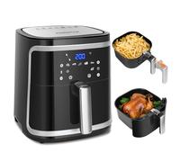 Aigostar Air Fryer XXL 7 Litres/2Kg, Friteuse Sans Huile avec Double Panier Indépendant, Technologie Rapid Air, 8 Programmes, Fonction Maintien au Chaud, Application de Recettes/Livre de Recettes