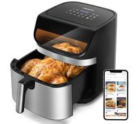 Aigostar Air Fryer XXL 8,8L Airfryer 2200W, Double Résistance, Économie d'Énergie 55%, Friteuse sans Huile 13 Programmes, Intérieur Inox, Écran Tactile Digital & Fenêtre, Communauté Recettes, Noir