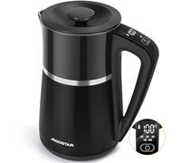 Aigostar Alva - Bouilloire Électrique Température Réglable 40° à 100℃, 1.7L Double Paroi Cool Touch en Acier Inoxydable, Ecran digital, Garde la Chaleur, sans BPA, 2200W, Noir
