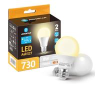 Aigostar Ampoule Capteur Crépusculaire LED E27 8W, Ampoules LED à Capteur Crépusculaire, Lumière chaude 3000K, 730lumens, Ampoule Allumage Automatique pour Garage Couloir Cave Escaliers, Lot de 2