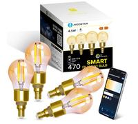 Aigostar Ampoule Connectée Alexa, Ampoule LED E14 Edison, G45, Ambre, 4.5W 470LM, Blanc Chaud Dimmable 2700K -6500K, Compatible Alexa et Google Home, 4 Unités