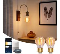 Aigostar Ampoule Connectée Alexa, Ampoule LED E27 Edison, G45, Ambre, 4.5W 470LM, Blanc Chaud Dimmable 2700K -6500K, Compatible Alexa et Google Home, 2 Unités