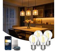 Aigostar Ampoule Connectée Alexa, Ampoule LED E27 Edison, G45, Transparent, 4.5W 470LM, Blanc Chaud Dimmable 2700K -6500K, Compatible Alexa et Google Home, 4 Unités