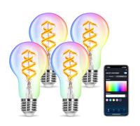 Aigostar Ampoule Connectée Alexa, Ampoule LED RGBW 4.9W 420LM, A60 2700K, Lampe Connectée Compatible avec Alexa et Google Home, E27 Chaude, 4 Unités