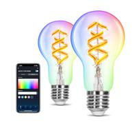 Aigostar Ampoule Connectée Alexa, Ampoule LED RGBW 4.9W 420LM, A60 2700K, Lampe Connectée Compatible avec Alexa et Google Home, E27 Chaude, 2 Unités