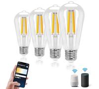 Aigostar Ampoule Connectée WiFi E27 6W Edison Vintage Intelligente ST64 CCT, Compatible avec Alexa et Google Home, Dimmable 2700K-6500K