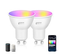 Aigostar Ampoule Connectée Wifi GU10 LED 6.5W 555LM Ampoule Connectée Alexa RGB/2700K-6500K Gradable, App Contrôle, Compatible Avec Alexa/Google Home, Pas Besoin de Hub, 2 Unités