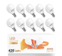 Aigostar Ampoule LED E14 4.9W, Blanc Chaud 3000K, 420 Lumen, équivalant à ampoule halogène de 37W, Type Globe G45, Angle de 180º, IRC ≥ 80, Non Dimmable - Pack de 10 unités avec boîte