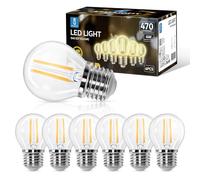 Aigostar Ampoule LED Filament E27 Blanc Chaud 2700K,470LM, 4W Equivalent à Ampoule Incandescente 40W,G45,Angle de 360º,Non-dimmable, Lot de 6