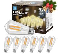 Aigostar Ampoule LED Filament E27,Blanc Chaud 2700K,950LM,8W Equivalent à Ampoule Incandescente 69W,Edison Ampoule LED ST64,Non-Dimmable, Lot de 6