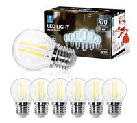 Aigostar Ampoule LED Filament E27 Blanc Froid 6500K,470LM,4W Equivalent à Ampoule Incandescente 40W,G45,Angle de 360º, Non-dimmable, Lot de 6