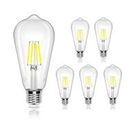 Aigostar Ampoule LED Filament E27,Blanc Froid 6500K,780LM,6W Equivalent à Ampoule Incandescente 58W,Rétro Ampoule LED ST64,Non-dimmable, Lot de 5