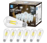 Aigostar Ampoule LED Filament E27,Blanc Froid 6500K,780LM,6W Equivalent à Ampoule Incandescente 58W,Rétro Ampoule LED ST64,Non-dimmable, Lot de 6