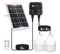 Aigostar- Ampoule solaire exterieur à suspendre 70W, câble de 11M, étanche IP65. Lampe solaire avec detecteur de mouvement et télécommande pour intérieur, patio, porche, couloir, entrée du garage