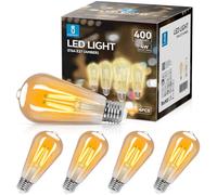 Aigostar Ampoules Edison Vintage E27 4W,400 Lumens,Blanc Chaud 2200K,Lampe Décorative ST64,Idéal pour la Maison, Bars, Café, Restaurant,Non Dimmable,Lot de 4