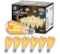 Aigostar Ampoules Edison Vintage E27 4W,400 Lumens,Blanc Chaud 2200K,Lampe Décorative ST64,Idéal pour la Maison, Bars, Café, Restaurant,Non Dimmable,Lot de 6
