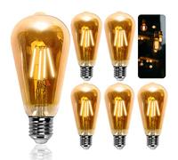 Aigostar Ampoules Edison Vintage E27 6W,600 Lumens,Blanc Chaud 2200K,Lampe Décorative ST64,Idéal pour la Maison, Bars, Café, Restaurant,Non Dimmable,Lot de 5
