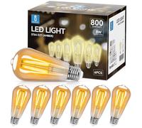 Aigostar Ampoules Edison Vintage E27 8W,800 Lumens,Blanc Chaud 2200K,Lampe Décorative ST64,Idéal pour la Maison, Bars, Café, Restaurant,Non Dimmable,Lot de 6