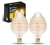 Aigostar - Ampoules LED E27 4W, Blanc Chaud 1800K, 320 Lumens, Décoratives: Fraise Facettée, Style Vintage Type Edison à Filament, Couleurs Ambre, Non Dimmables, 2 Unités
