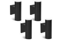 Aigostar Applique Murale Cylindrique Exterieur GU10 Aluminium Up Down Eclairage Exterieur, IP65 Étanche Lampe Murale pour Jardin Couloir Entrée Patio, Ampoule non Incluse, Noir(Paquet de 4)