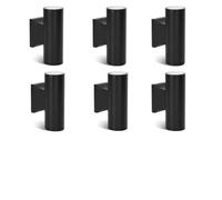 Aigostar Applique Murale Cylindrique Exterieur GU10 Aluminium Up Down Eclairage Exterieur, IP65 Étanche Lampe Murale pour Jardin Couloir Entrée Patio, Ampoule non Incluse, Noir(Paquet de 6)