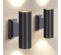 Aigostar Applique Murale Cylindrique Exterieur GU10 Aluminium Up Down Eclairage Exterieur, IP65 Étanche Lampe Murale pour Jardin Couloir Entrée Patio, Ampoule non Incluse, Noir(Paquet de 2)