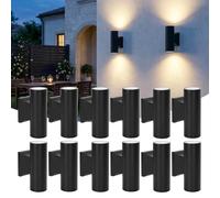 Aigostar Applique Murale Cylindrique Intérieur et Extérieur, Lampe Murale Éclairage Haut et Bas, Douille GU10, Etanchéité IP65 pour Patios, Jardins, Couloirs, Porches, Ampoule non Incluse(Pack de 12
