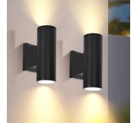 Aigostar Applique Murale Cylindrique Intérieur et Extérieur, Lampe Murale Éclairage Haut et Bas, Douille GU10, Etanchéité IP65 pour Patios, Jardins, Couloirs, Porches, Ampoule non Incluse(Pack de 2)