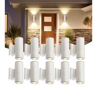 Aigostar Applique Murale Exterieur GU10 Aluminium Up Down Eclairage Exterieur 10 pièces, IP65 Étanche Lampe Murale Exterieur Pour Jardin Couloir Entrée Patio, Ampoule non Incluse, Blanc