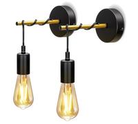 Aigostar Applique Murale Intérieure, Appliques Murales Chambre Vintage, Industriel E27 Base Lampe Murale Interieur pour Salon Coucher Couloir Porche, Lot de 2, sans ampoule