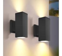 Aigostar Applique Murale Exterieur GU10 Aluminium Up Down Eclairage Exterieur, IP65 Étanche Lampe Murale pour Jardin Couloir Entrée Patio, Ampoule non Incluse, Paquet de 2