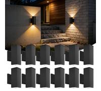 Aigostar Applique Murale Rectangle Intérieur et Extérieur, Lampe Murale Éclairage Haut et Bas, Douille GU10, Etanchéité IP65 pour Patios, Jardins, Couloirs, Porches, Ampoule non Incluse(Pack de 12