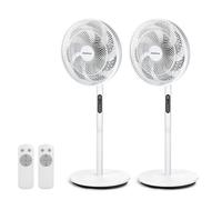 Aigostar Aria - Ventilateur sur Pied Silencieux Puissant Moteur BLDC 7 Pales, 9 Vitesses, 3 Modes, Oscillation 85°, Ventilateur Sol Télécommande, 3 Hauteurs, Minuteur 9H, 2 Pack