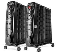Aigostar Black Forest 33JIF - Radiateur à bain d’huile. 13 éléments, 2500 W. 3 niveaux de puissance et thermostat réglable. Design exclusif.2PCS