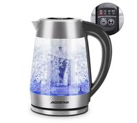 Aigostar Bouilloire avec infuseur à thé amovible. 1,7 L, 2200W, verre borosilicate. LED couleurs. Maintien au chaud 2h.