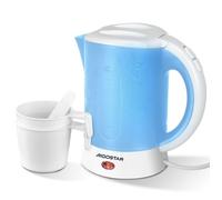 Aigostar Bouilloire de Voyage Électrique, 0.6L Compacte, 650W Économe en Énergie, Sans BPA,Deux tasses et deux cuillères incluses.