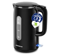 Aigostar Bouilloire Electrique Inox Noire 1,7 litres, Ébullition Rapide Bouilloire électrique 2200W, Sans BPA, Double Paroi Avec Filtre Anti-calcaire, Fenêtre de Niveau d'Eau