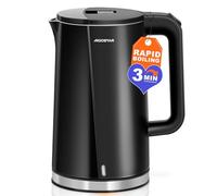 Aigostar Bouilloire Electrique Inox Noire 1,7 litres - Ébullition Rapide Bouilloire électrique 2200W, Double Isolation, Fermeture Automatique, Pas de Plastique à L'intérieur, Sans BPA