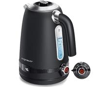Aigostar Bouilloire Electrique Temperature Reglable inox 1,7L Noire Vintage - Bouilloire électrique 2200W, Fonction de Maintien Au Chaud, ébullition Rapide, Pas de Plastique à L'intérieur, Sans BPA