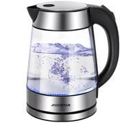 Aigostar Bouilloire Electrique Verre Inox 1,7 litres - Ébullition Rapide Bouilloire électrique 2200W, Sans Fil, éclairage LED, Verre Borosilicaté, Sans BPA, Filtre Anticalcaire, Fermeture Automatique
