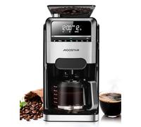 Aigostar Cafetiere a Grain Avec Broyeur Intégré, 1400W Machine a Cafe Grain, 7 Moutures, 3 Intensités, 1,5 L (2-12 Tasses), 24H Cafetière Programmable, Maintien Température, Noir - Personnalisez Café