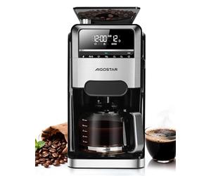 Aigostar Cafetiere a Grain Avec Broyeur Intégré, 7 Moutures, 3 Intensités