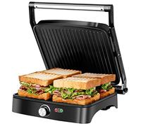 Aigostar Calore - Gril barbecue, presse à paninis et sandwichs, 1800W. Larges plaques antiadhérantes, ouverture à 180º. Sans BPA, hauteur et thermostat réglable, poignée toujours froide.