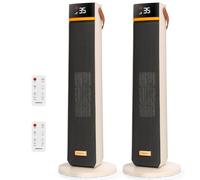 Aigostar Chauffage Electrique sur pied, Chauffage Céramique PTC 2000W, 4 Niveaux de Chauffage,Oscillation, Portable,Écran Numérique et Télécommande 2PCS-AuraWarm